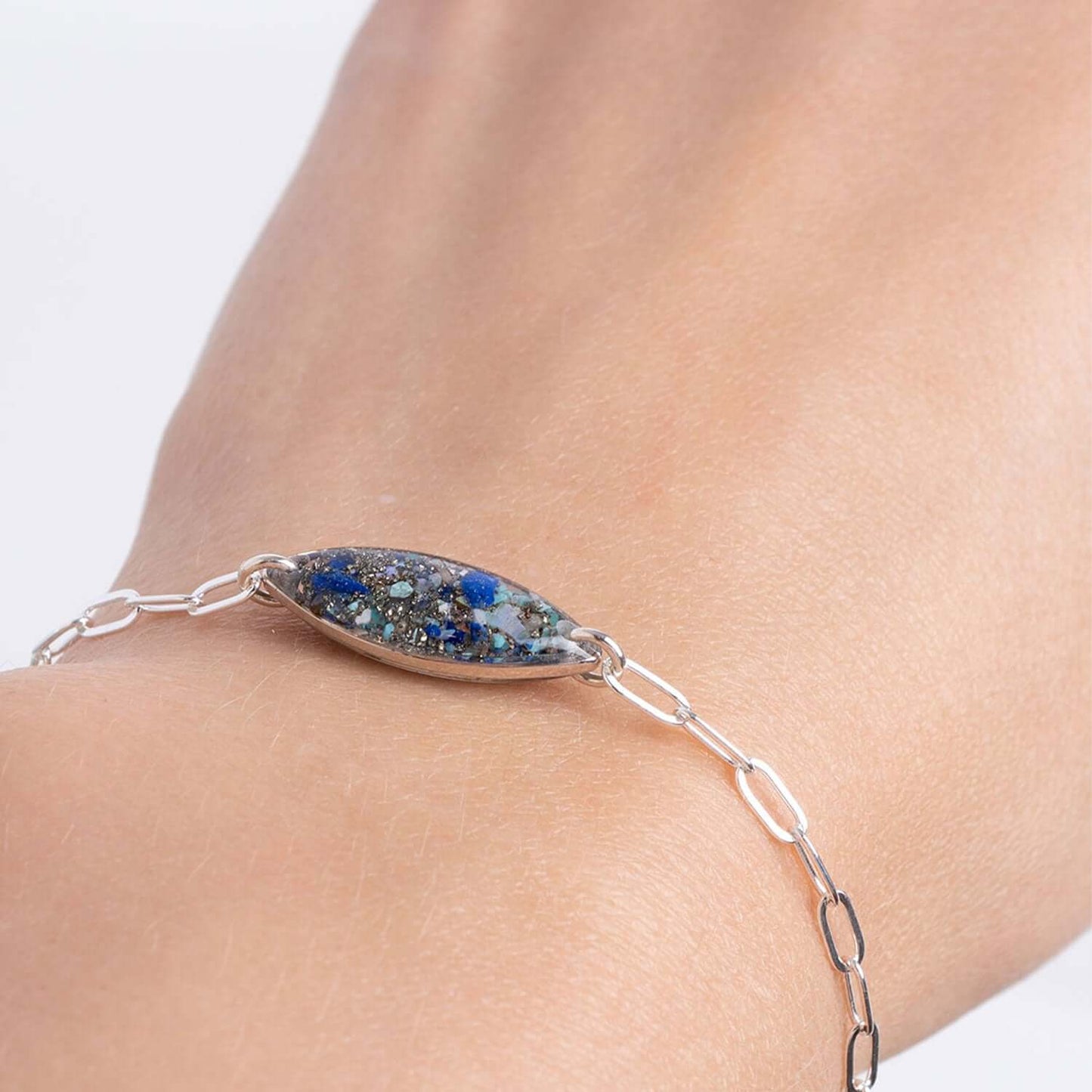 Silver Ocean Mix Oval Bracelet