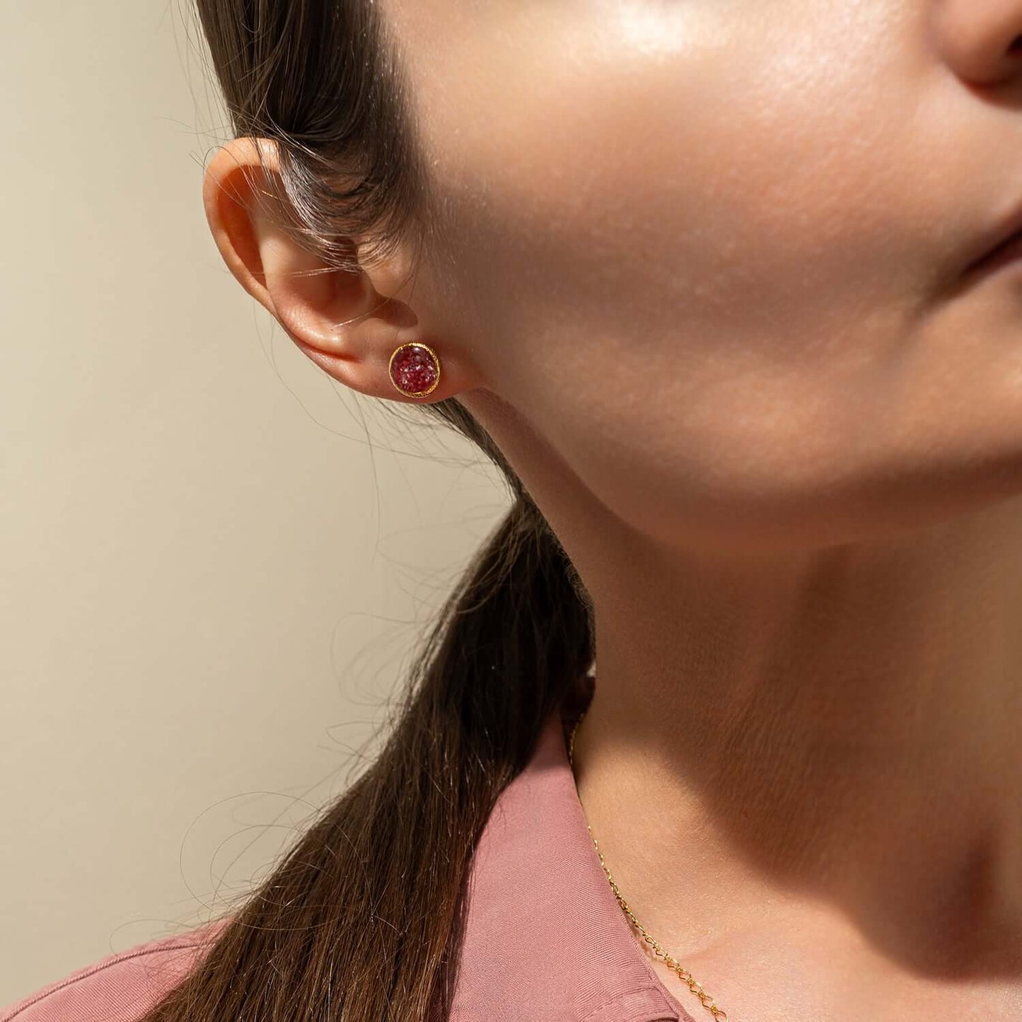 Rose Pink Stud Earrings