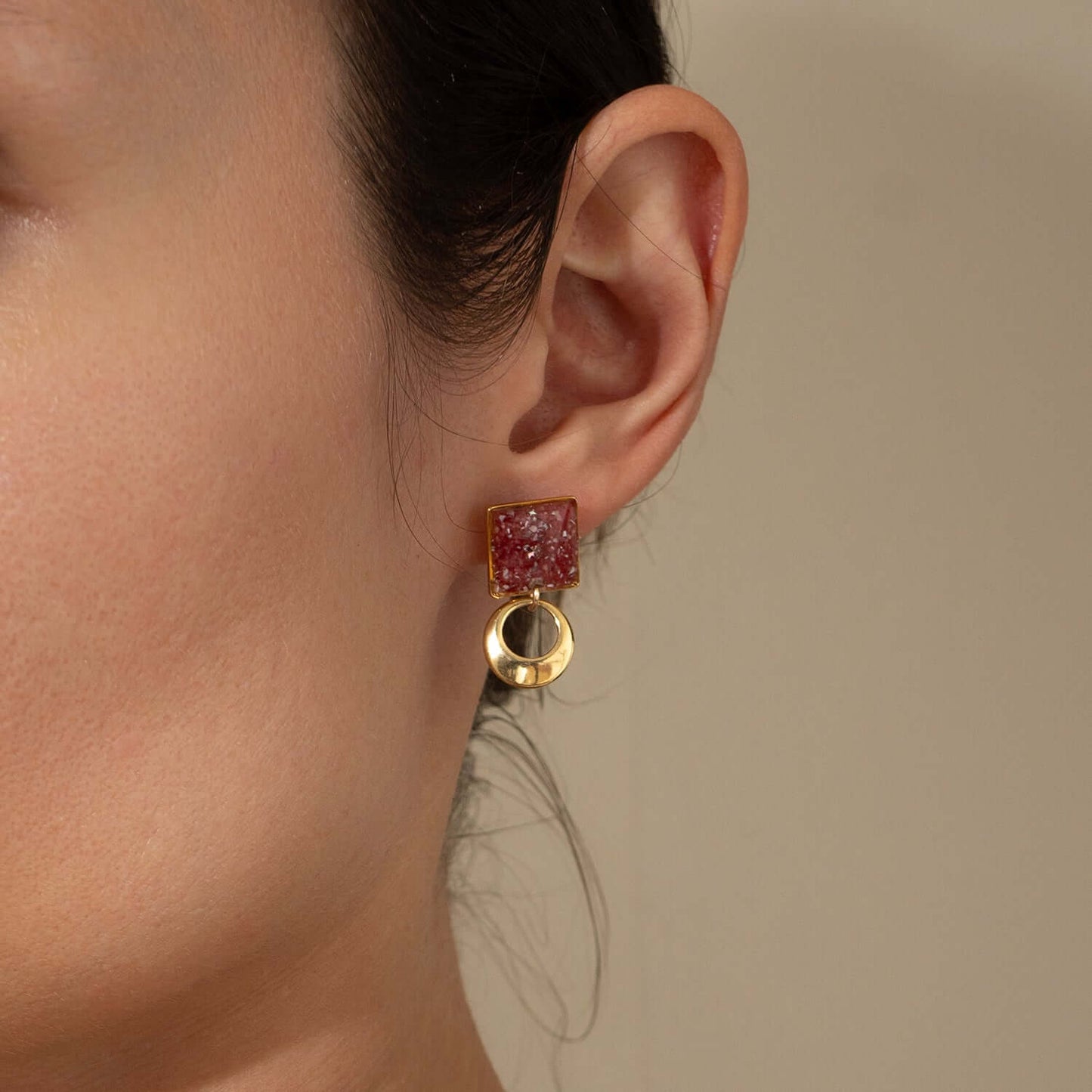 Rose Pink Square Earrings