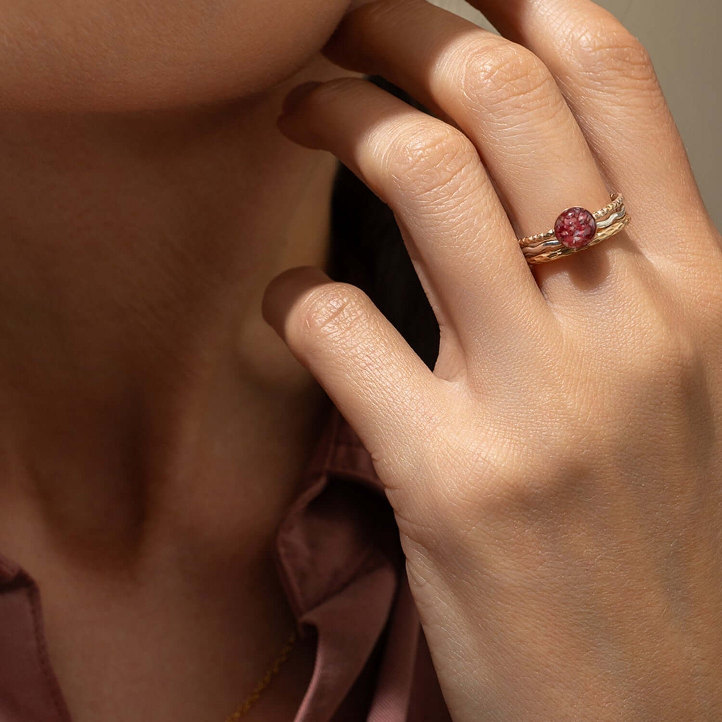 Round Rose Pink Disco Ring