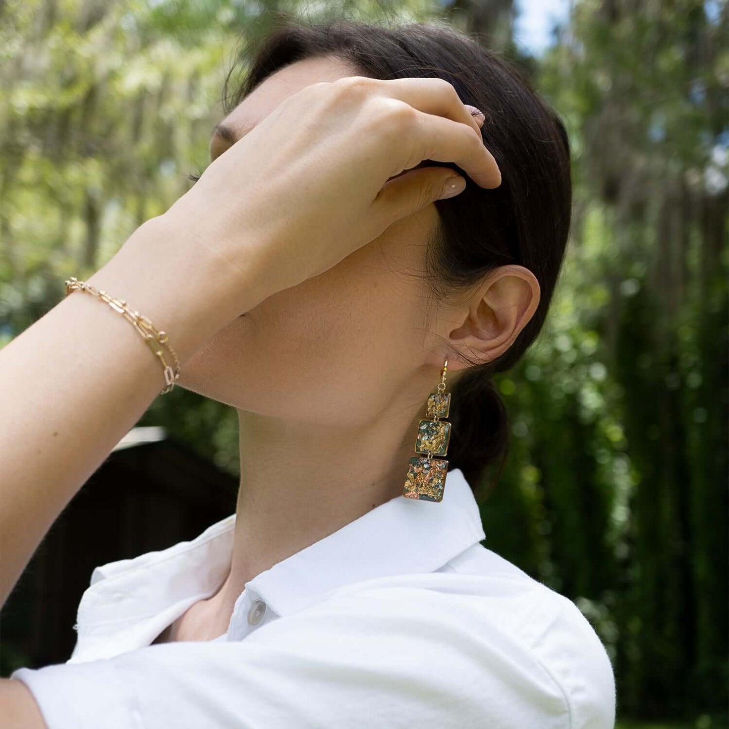 Triple Square in Fall Earring