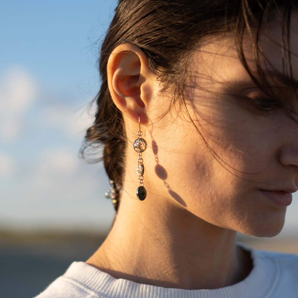 Long Circle Fall Gold Earrings