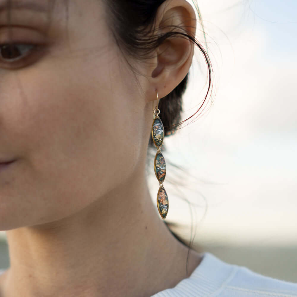 Long Oval Fall Gold Earrings
