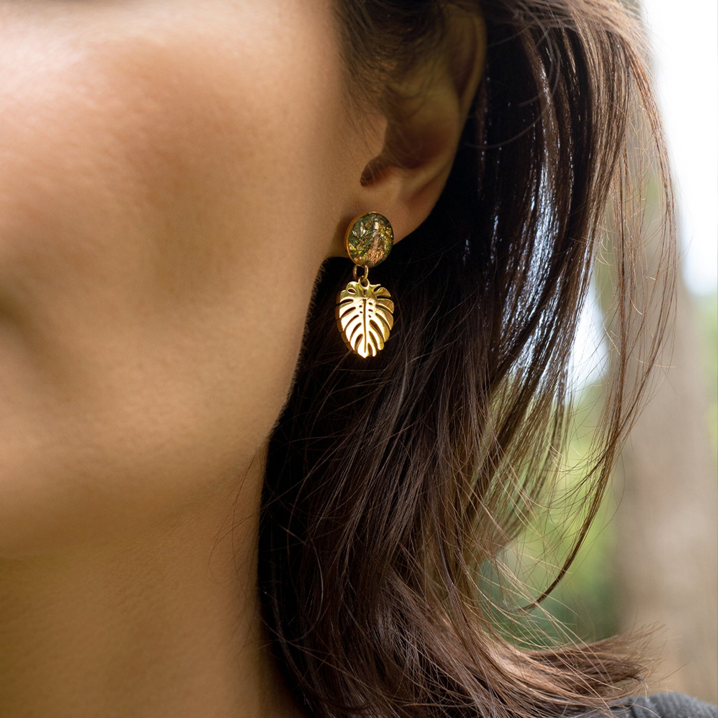 Small Monstera Earrings