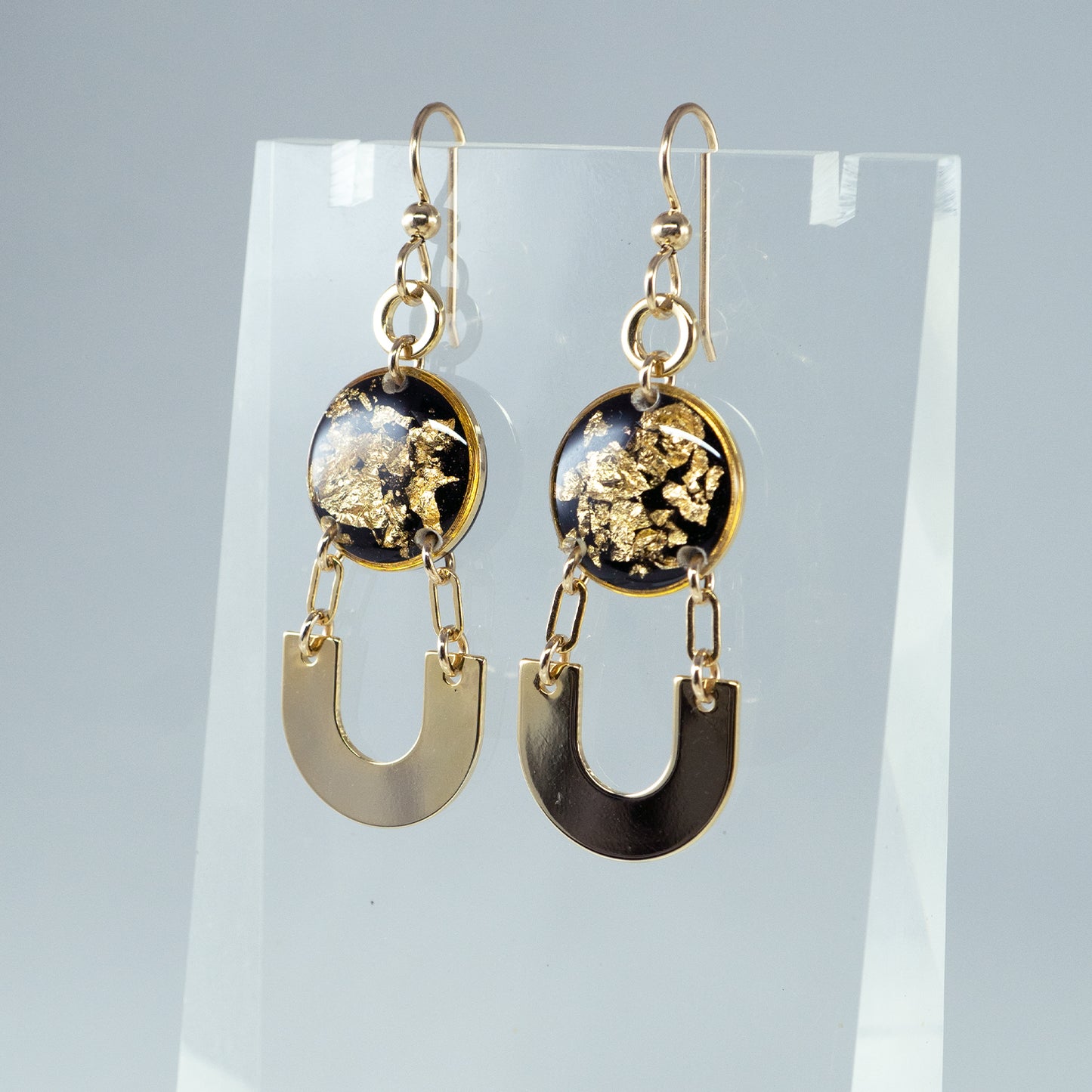 Dangling Black and Gold Earrings