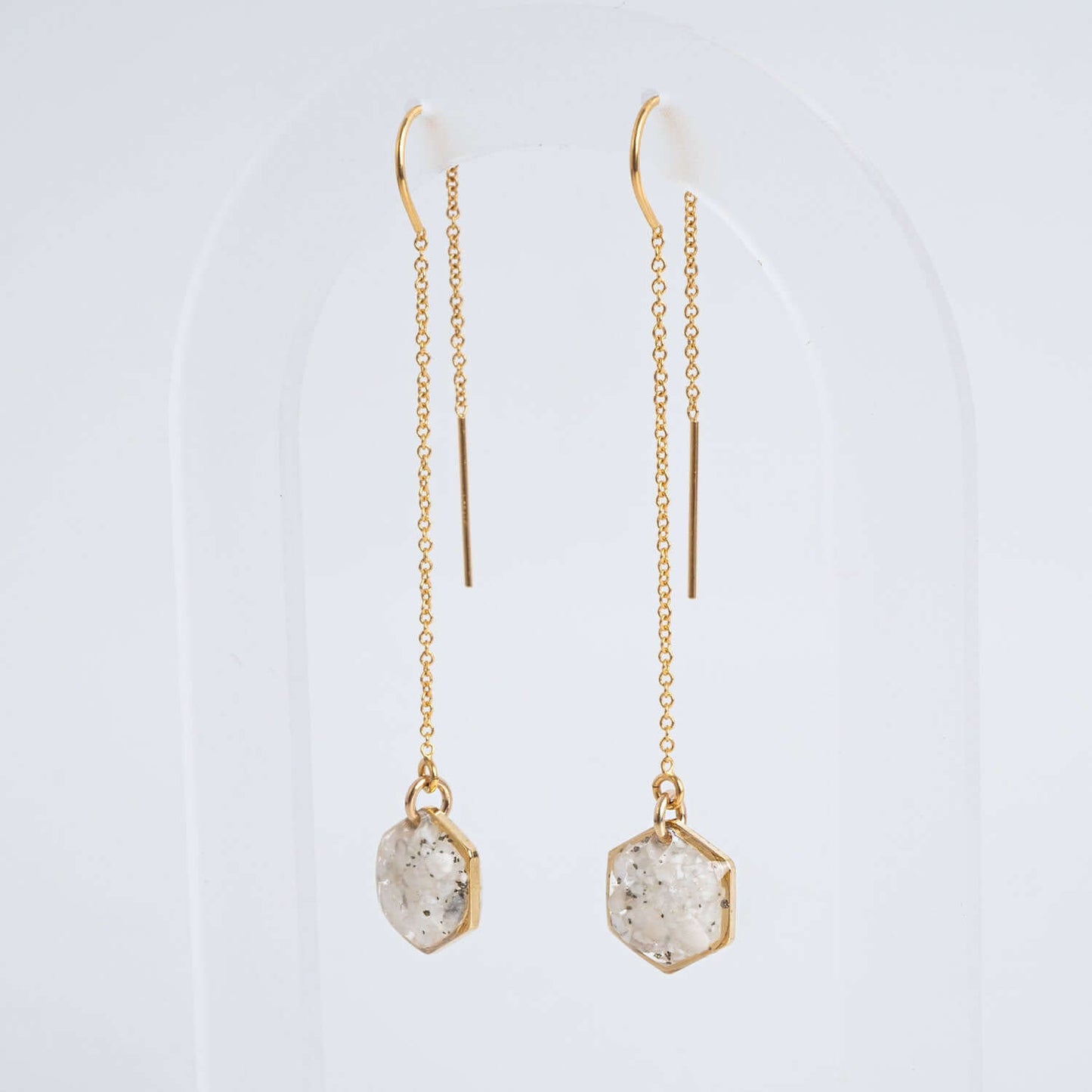 Howlite Hexagon Threader Earrings