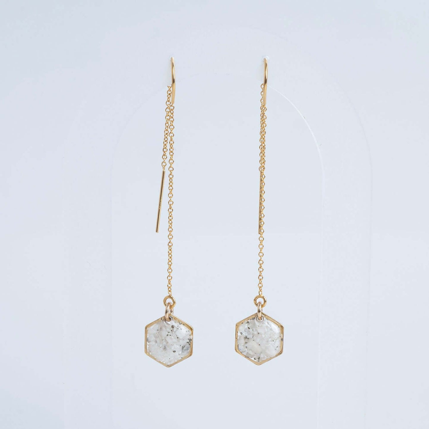 Howlite Hexagon Threader Earrings