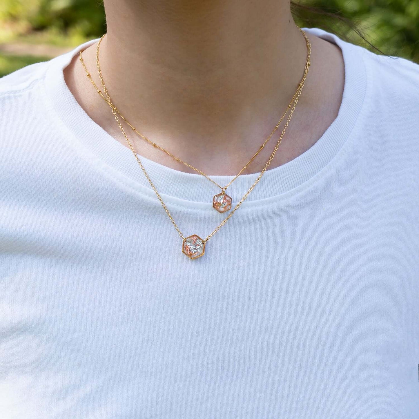Sakura Hexagon Necklace