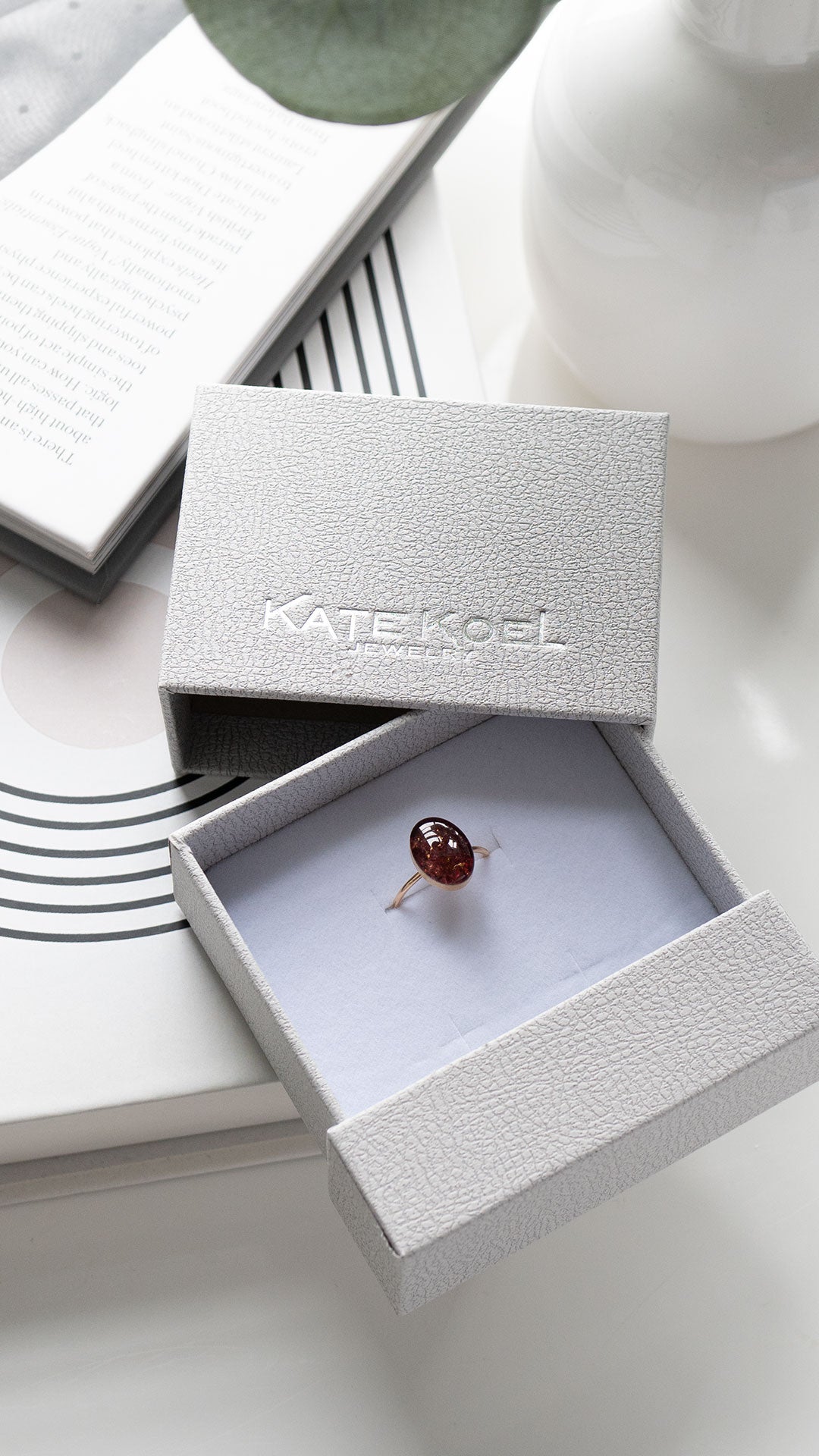 Garnet Ring handmade by Kate Koel in a gift box