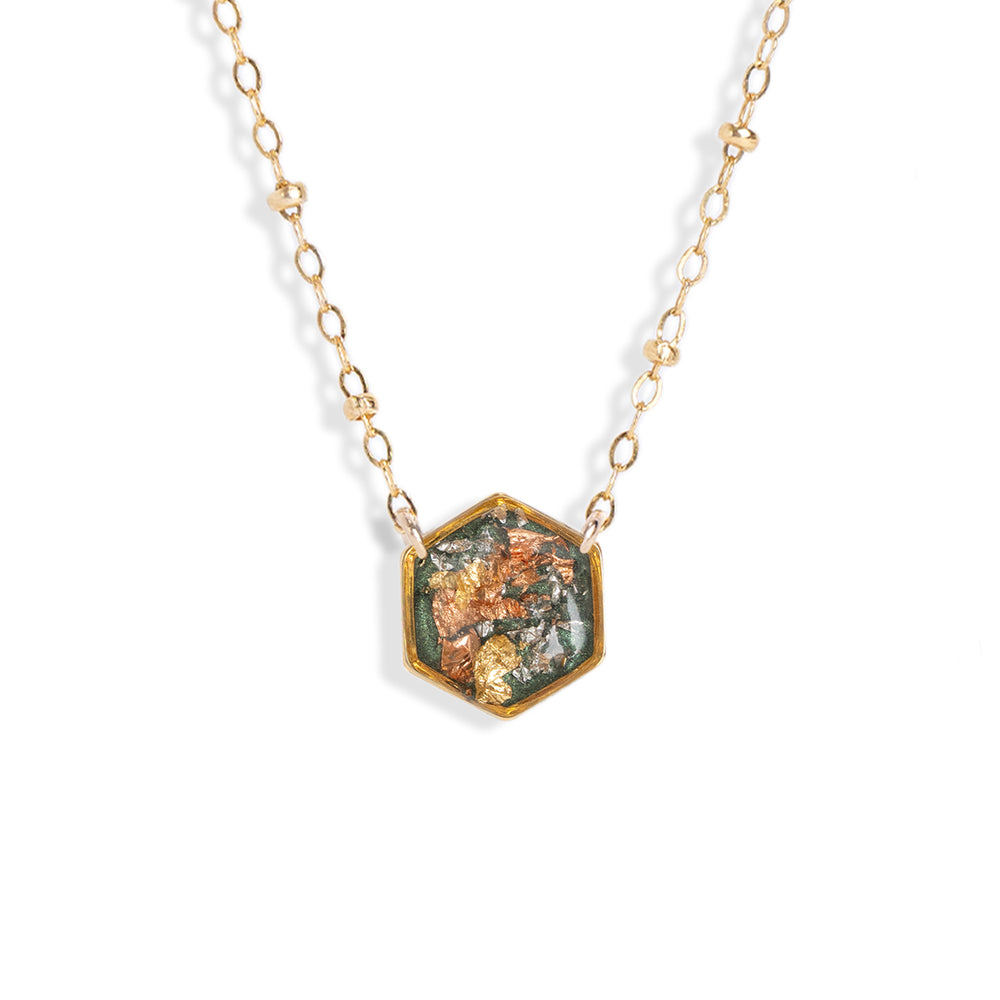 
                      
                        Hexagon Shimmer Foils Necklace
                      
                    