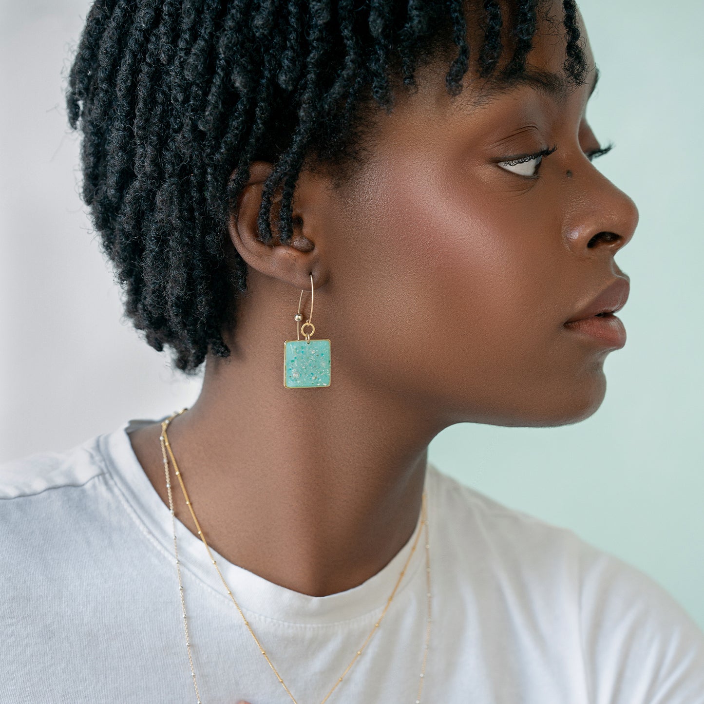 Statement Dangling Square Blue Earrings