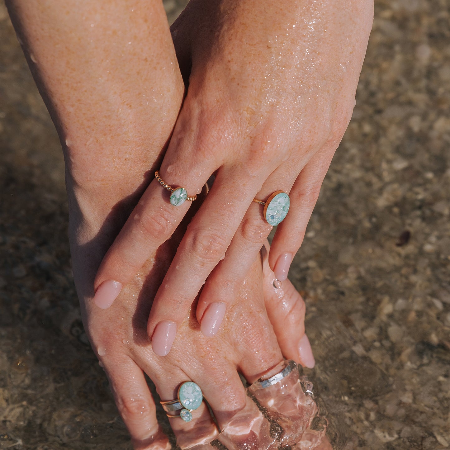 Statement Ocean Water Oval ring