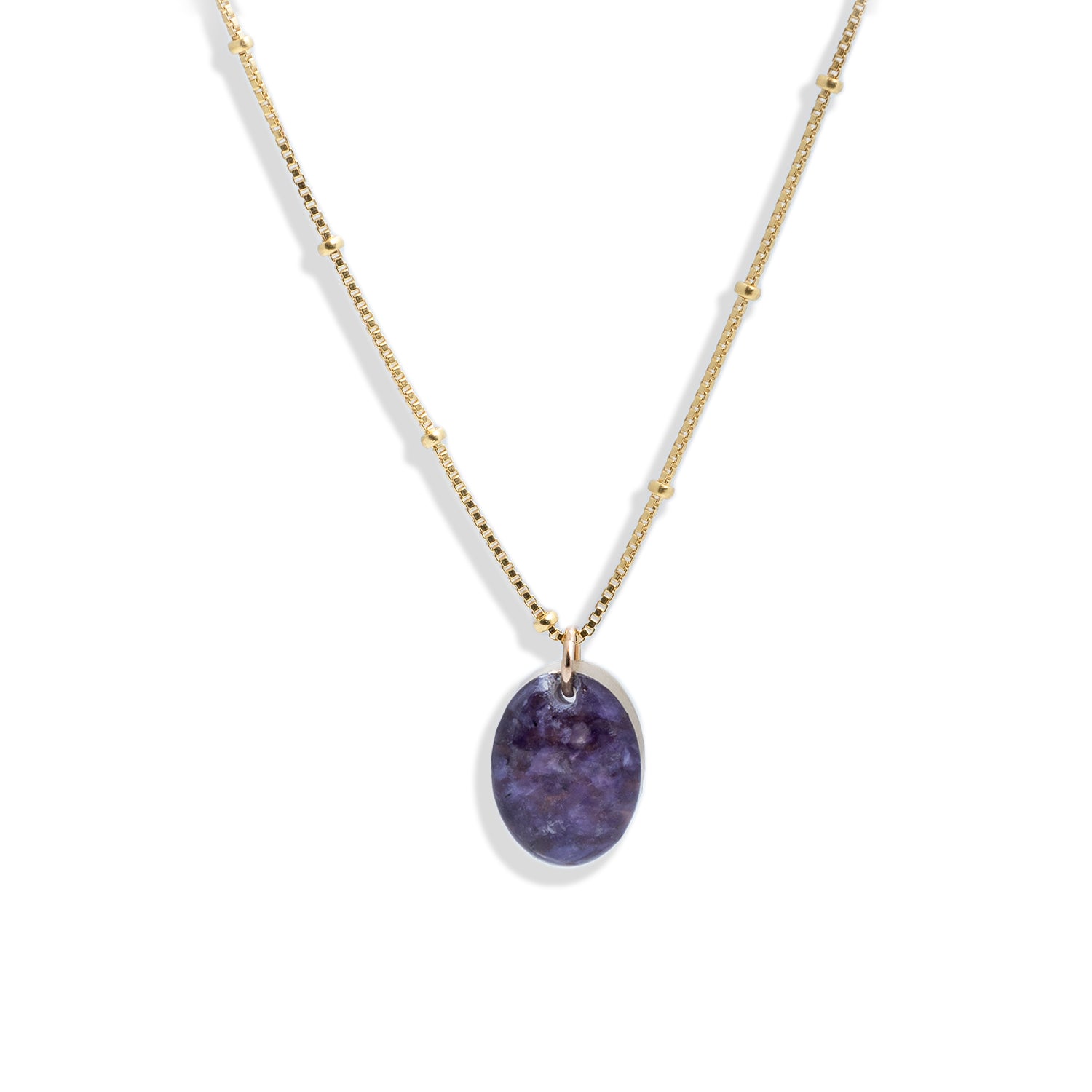 Purple Amethyst / Beaded Box Chain / 19 inches
