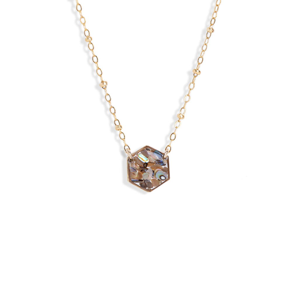 
                      
                        Hexagon Abalone Shell Necklace
                      
                    