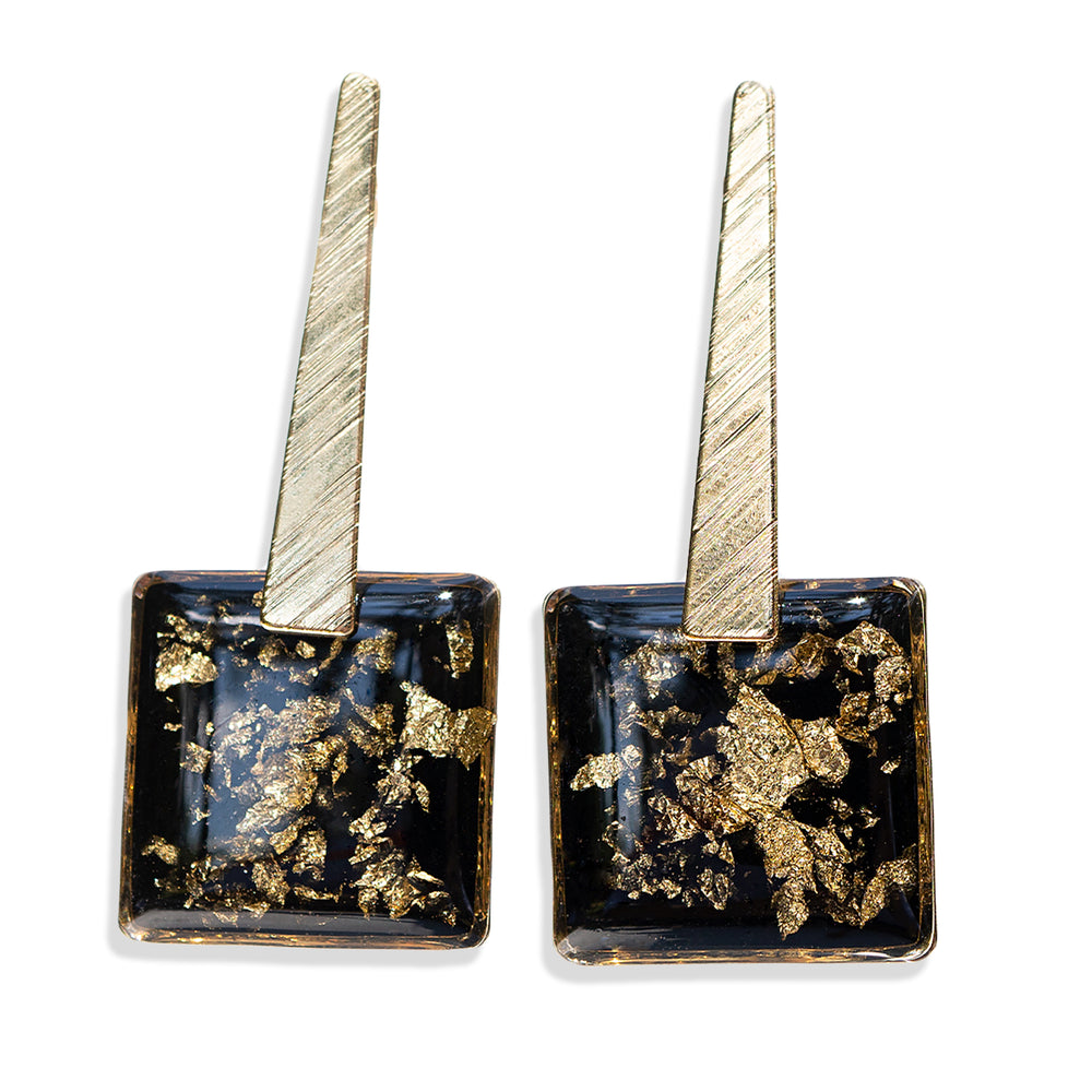
                  
                    Statement Square Black and Gold Earrings
                  
                