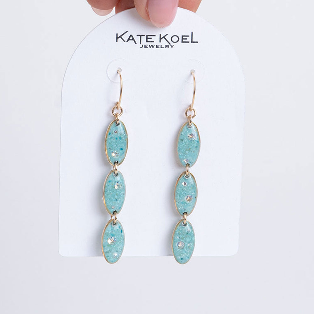 Long Oval Blue Earrings