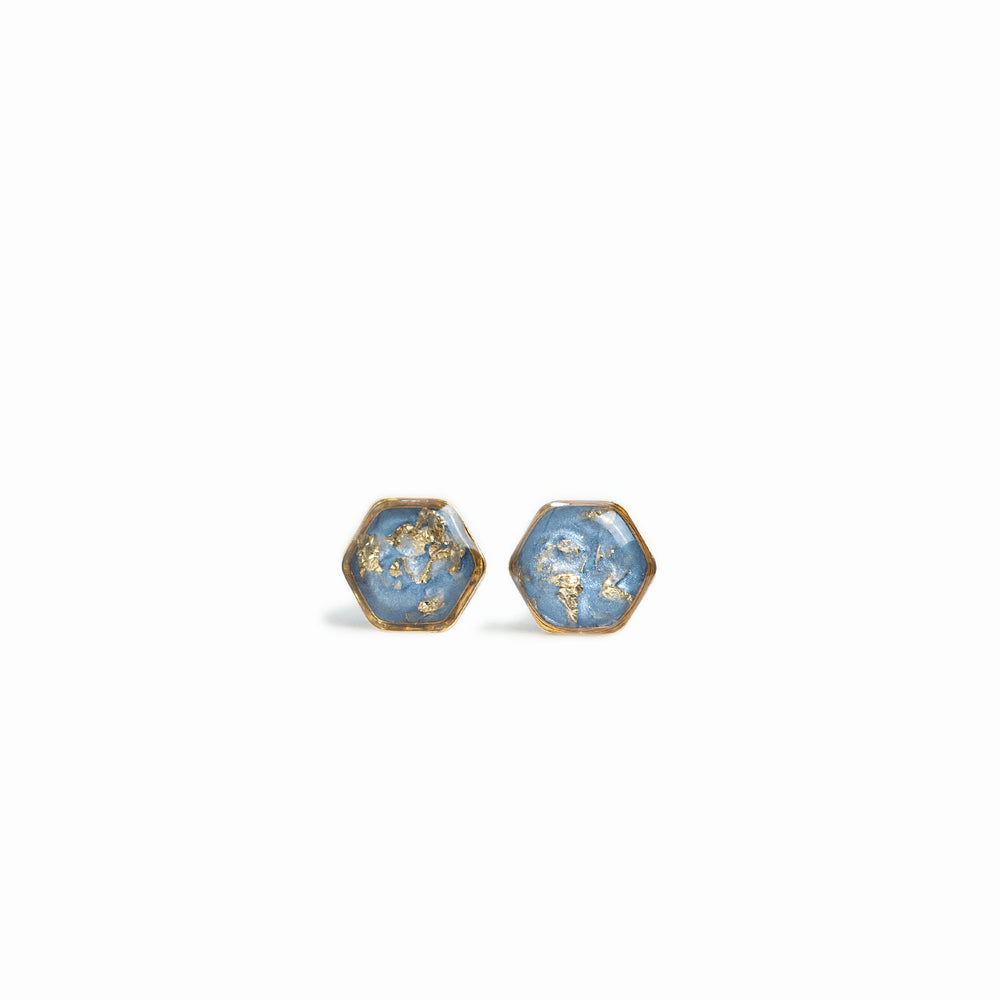 Small hexagon shimmer earrings