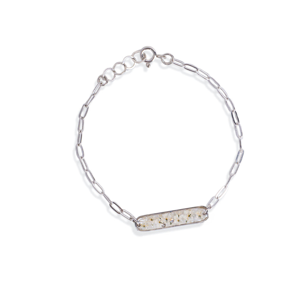 Silver Flower Bar Bracelet