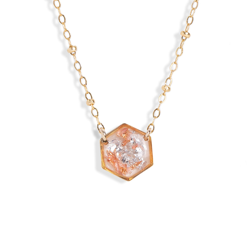 
                      
                        Hexagon Shimmer Foils Necklace
                      
                    