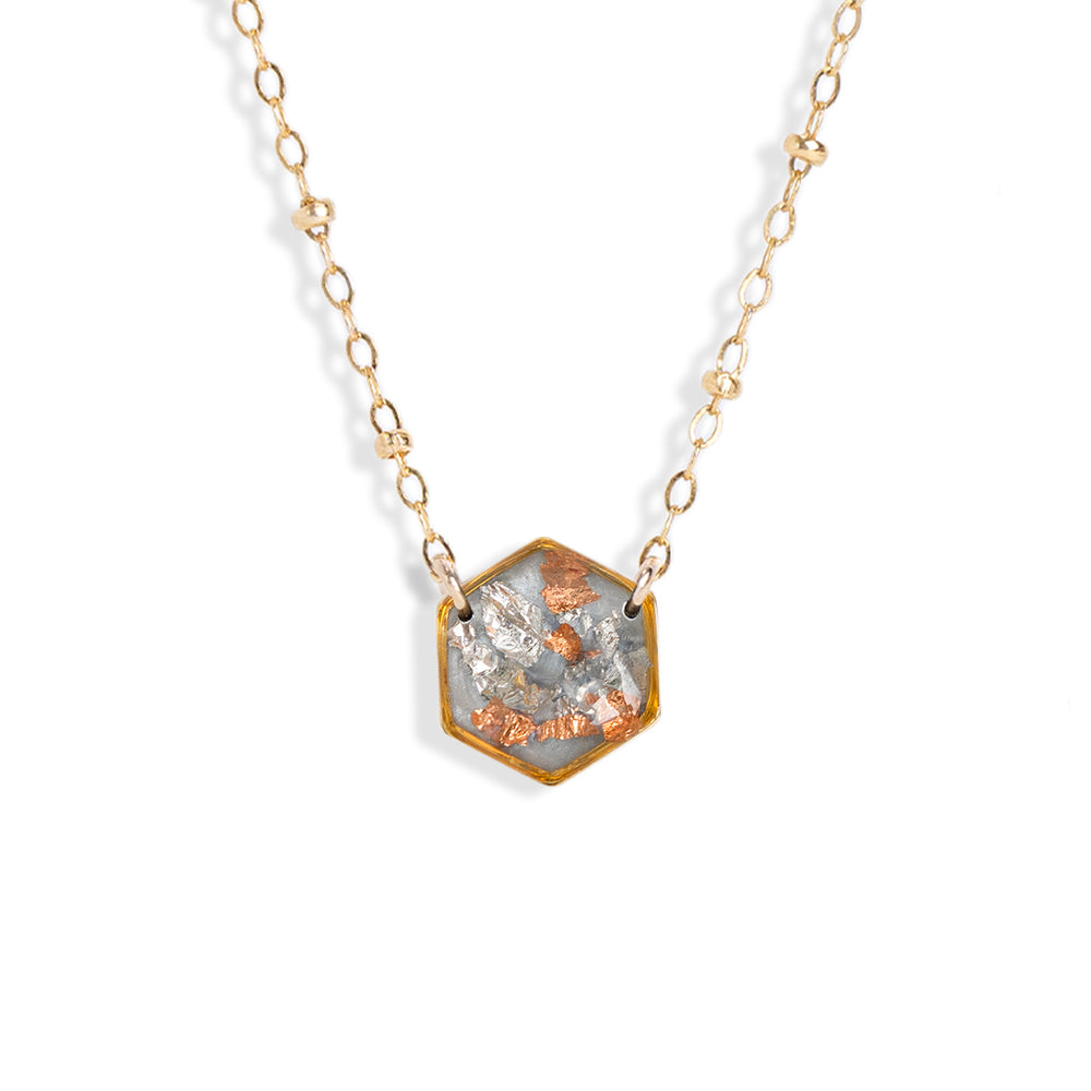 
                      
                        Hexagon Shimmer Foils Necklace
                      
                    