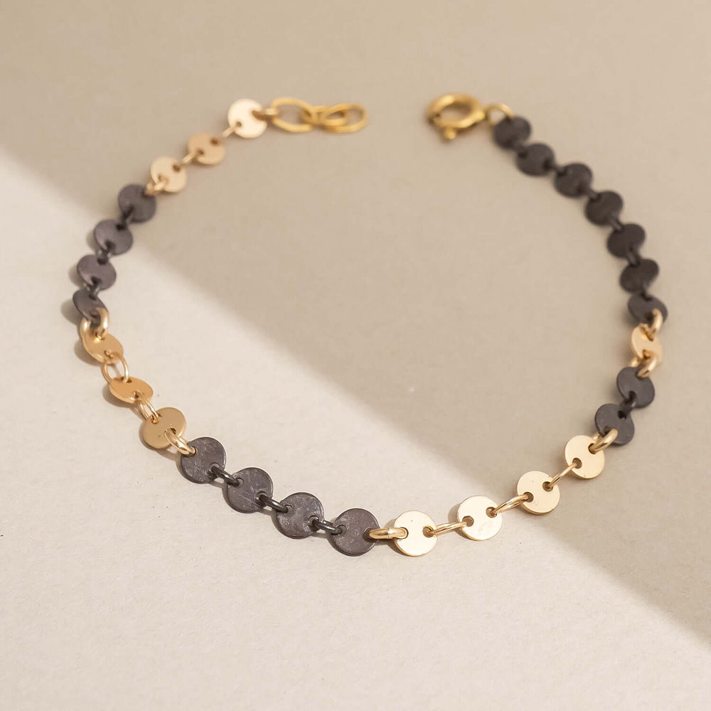 Mixed Metal Dot Disc Bracelet