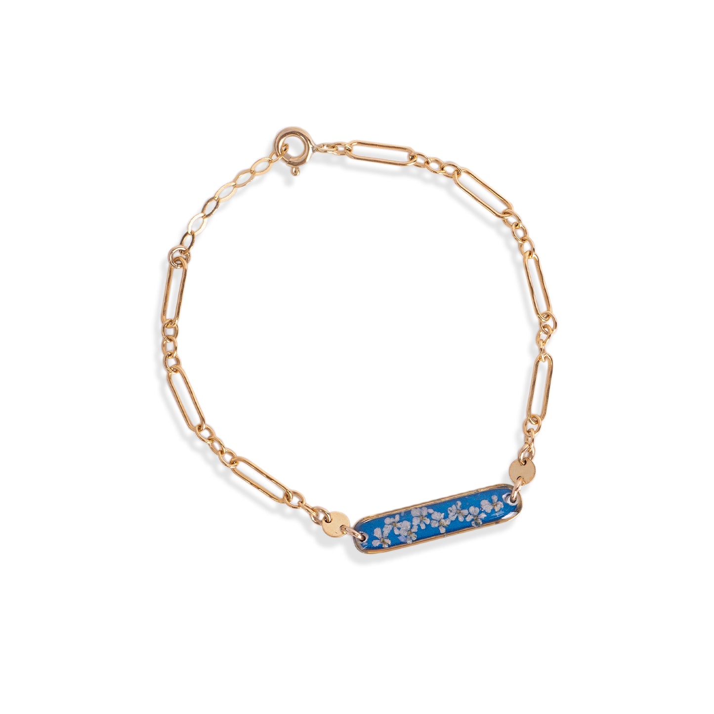 
                  
                    Blue Flower Bar Large Link Bracelet
                  
                