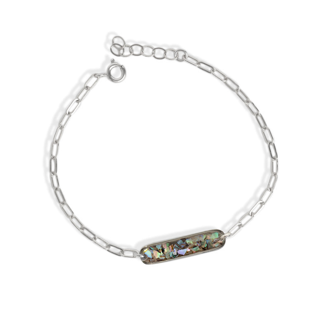 Silver Abalone Bar Bracelet