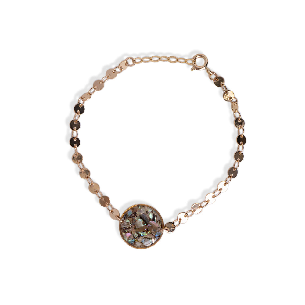 Disc Chain Round Abalone Bracelet