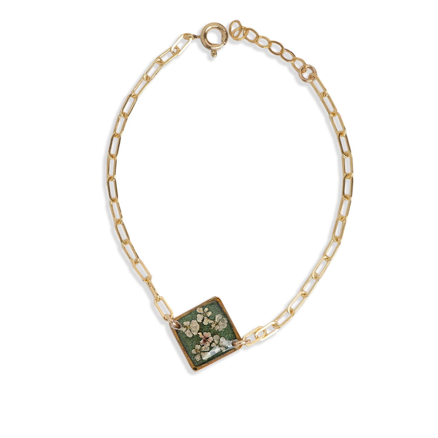 Green Flower Square Bracelet