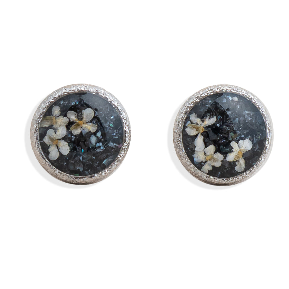 
                      
                        Round Flower Earrings in Silver
                      
                    