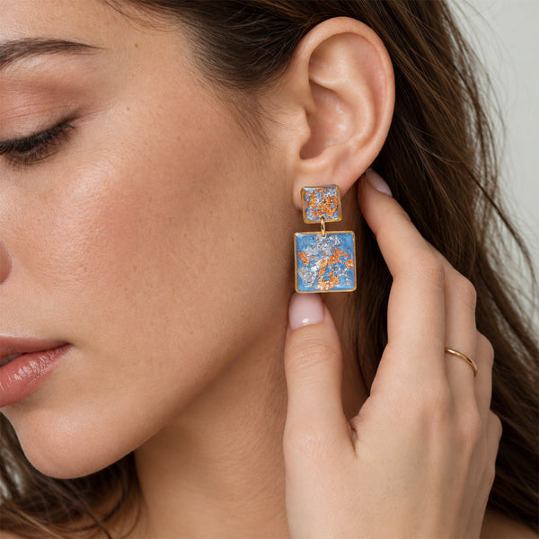 Statement Square Earrings Vanilla Sky