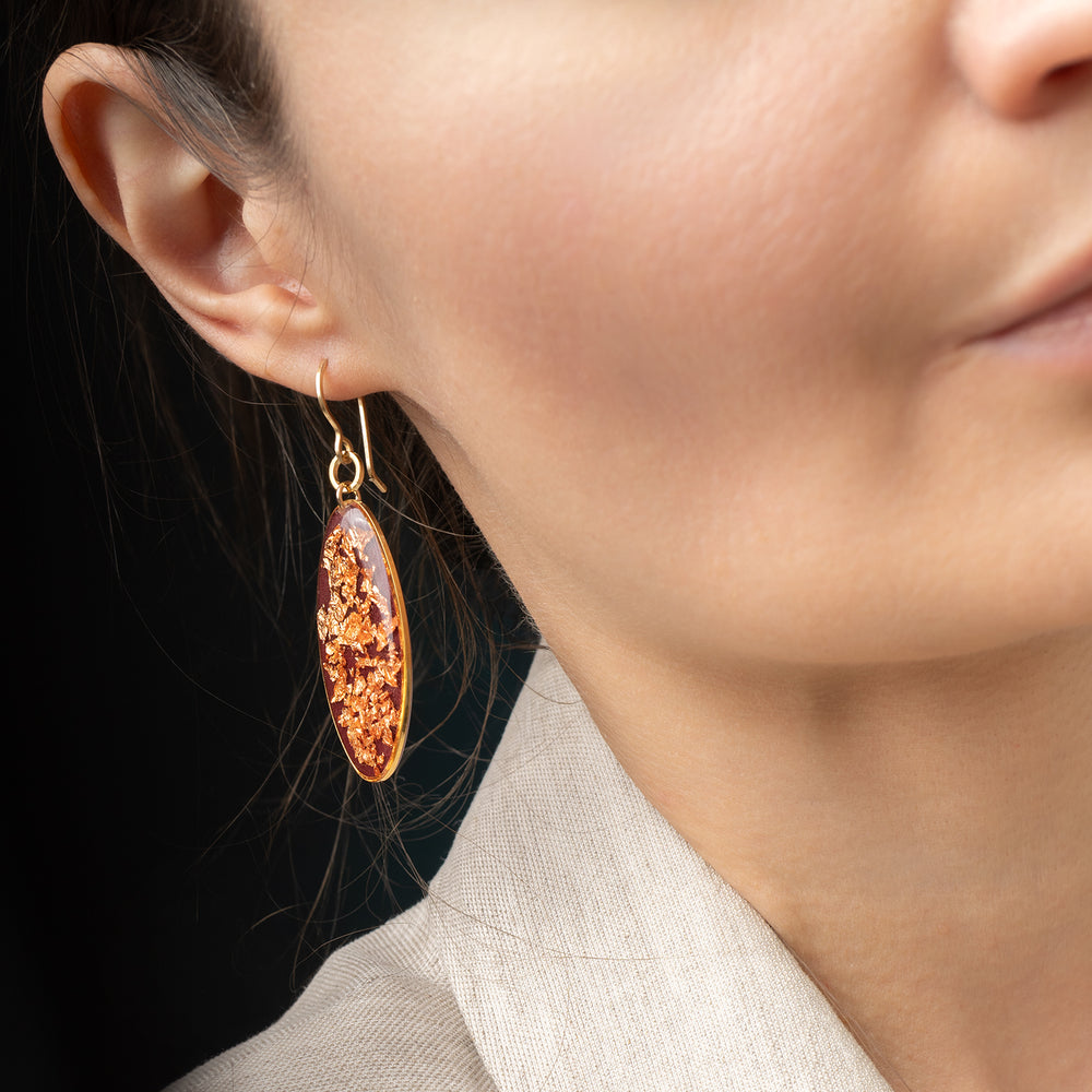 Rouge Oval Statement Earrings