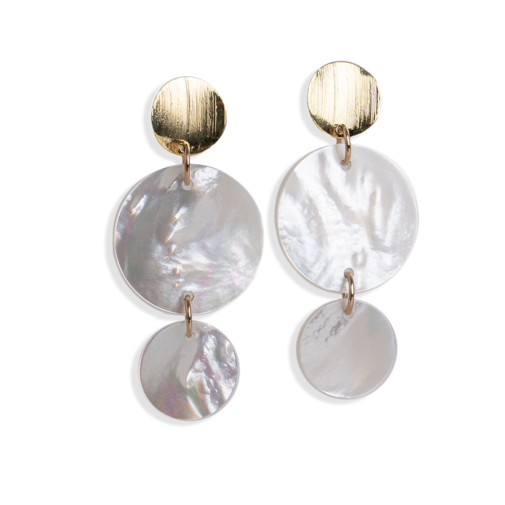 Classic Mother Of Pearl Disc Earrings