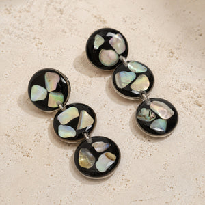 Midnight Tide Abalone Statement Earrings