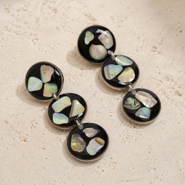 Midnight Tide Abalone Statement Earrings