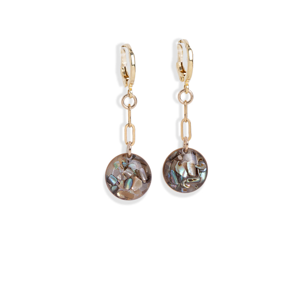 Abalone Round Dangling Earrings