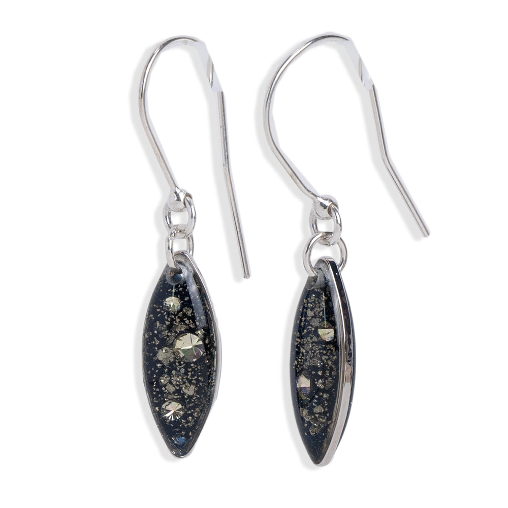 
                      
                        Small Dangling Oval Galaxy Earrings in Silver
                      
                    