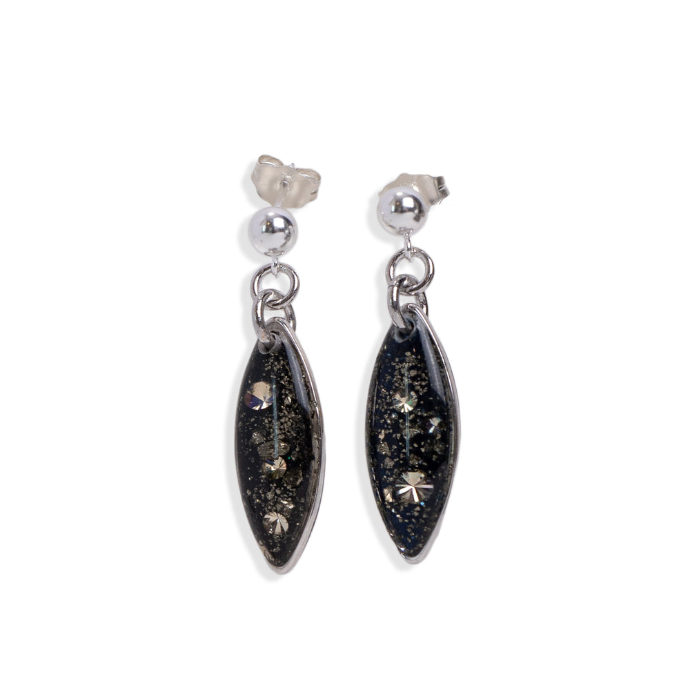 
                      
                        Small Dangling Oval Galaxy Earrings in Silver
                      
                    