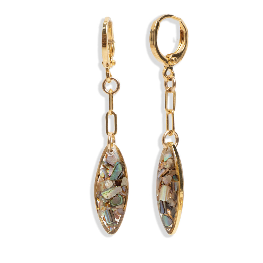 Abalone Huggies Dangling Earrings