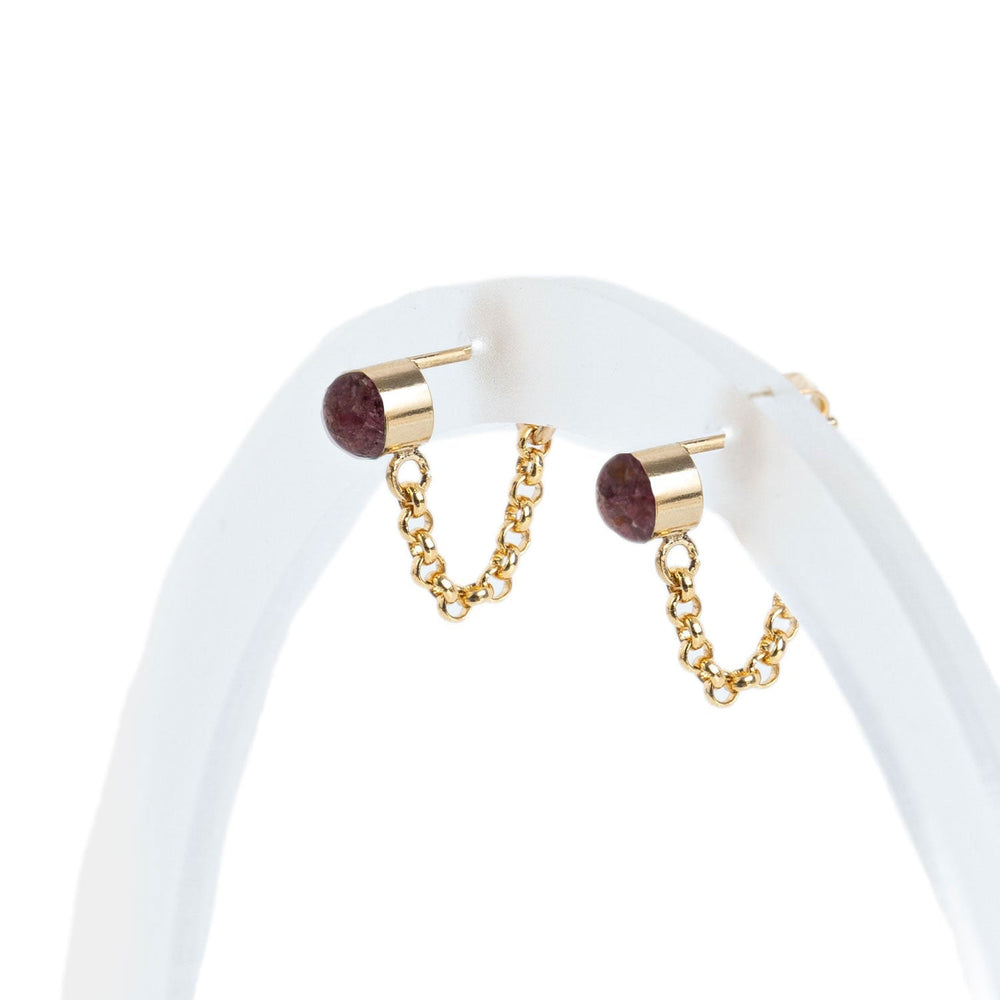 
                  
                    Tiny Garnet color pop front to back earrings
                  
                