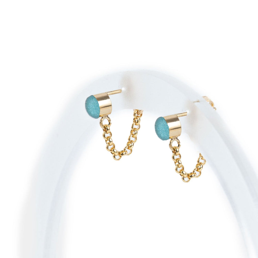 Tiny Turquoise color pop front to back earrings