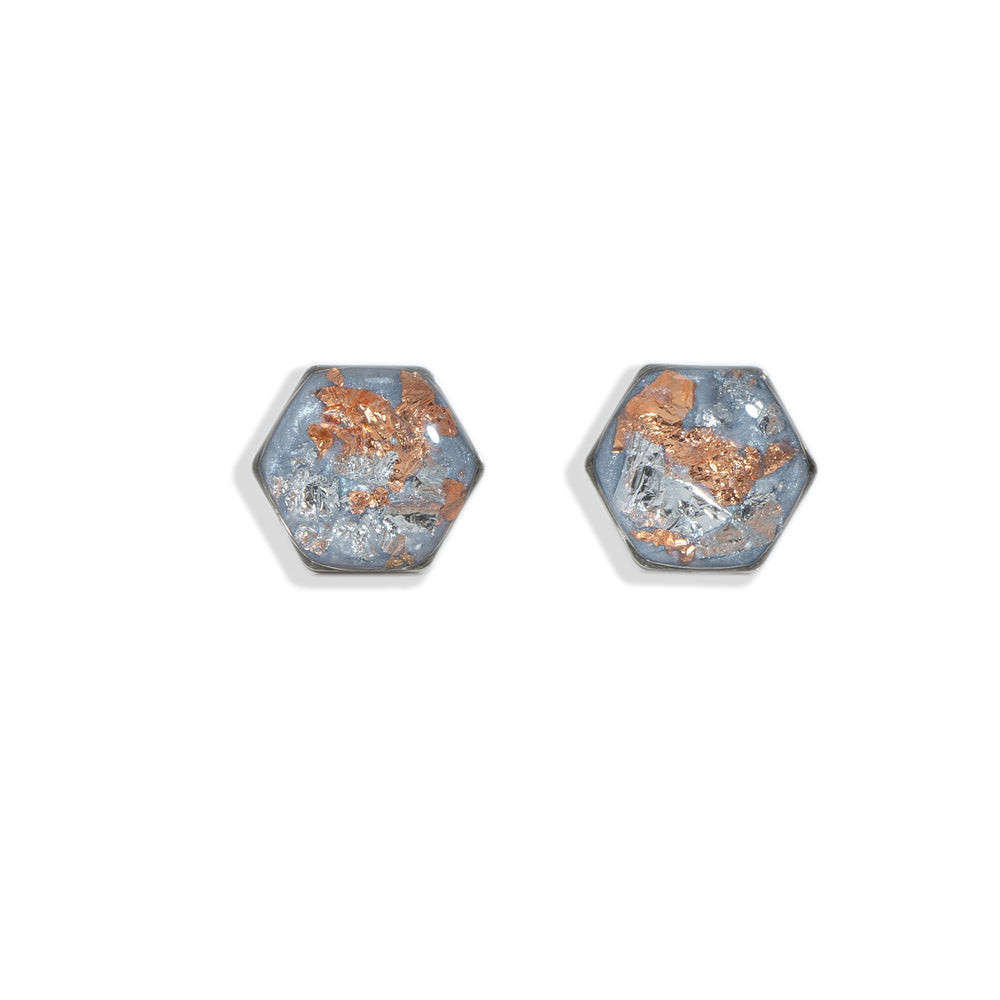 Vanilla Sky Hexagon Studs in Silver