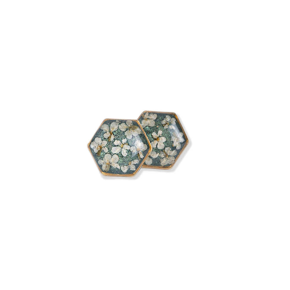 Green flower earrings