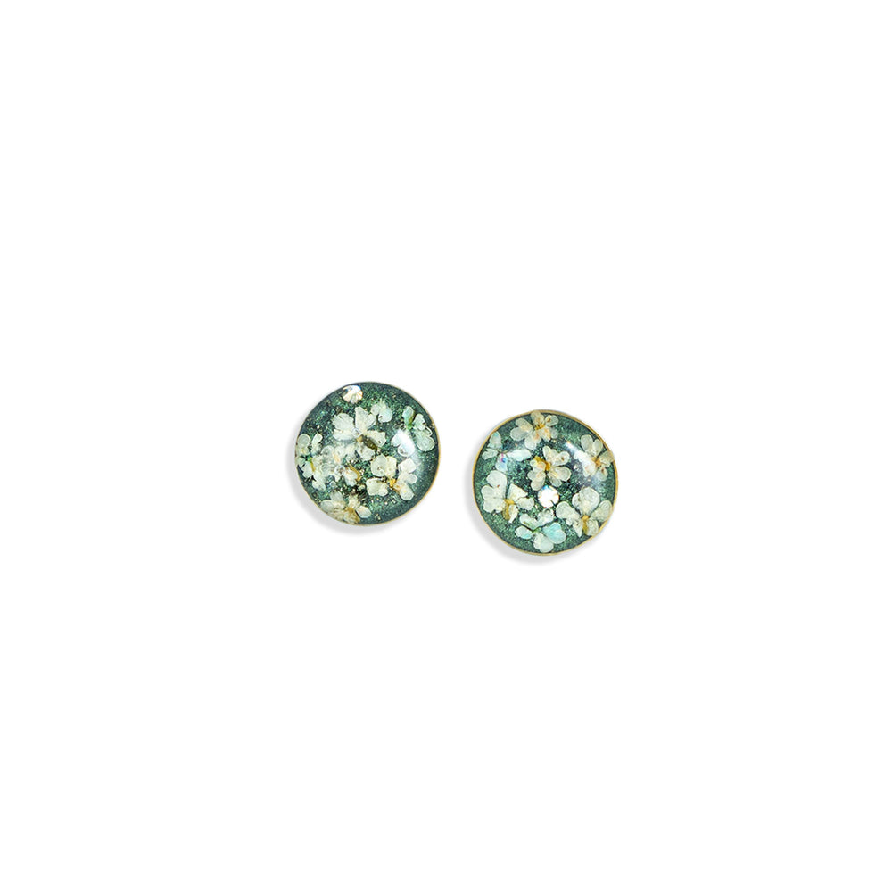Green flower earrings