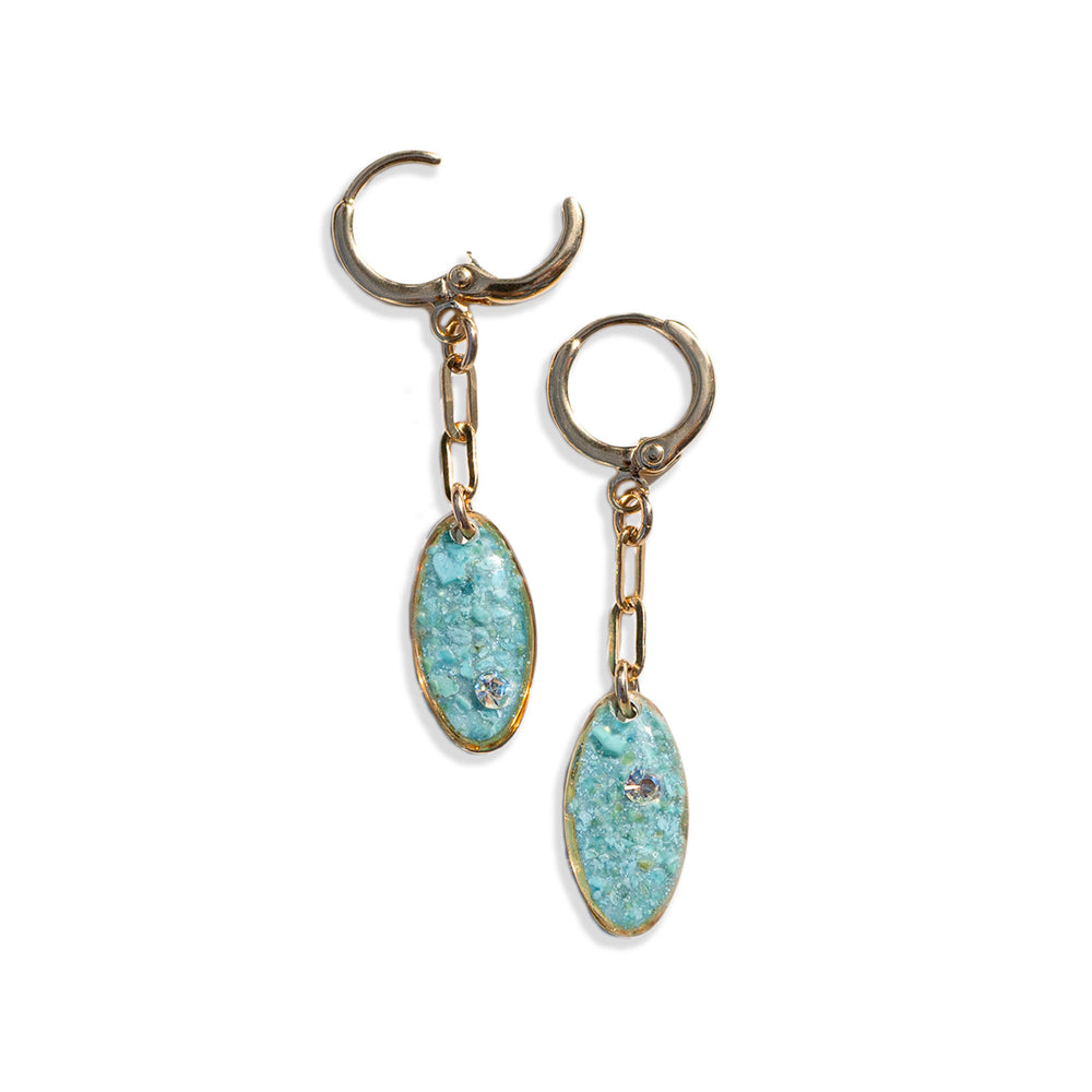 Dangling Turquoise Oval Earrings