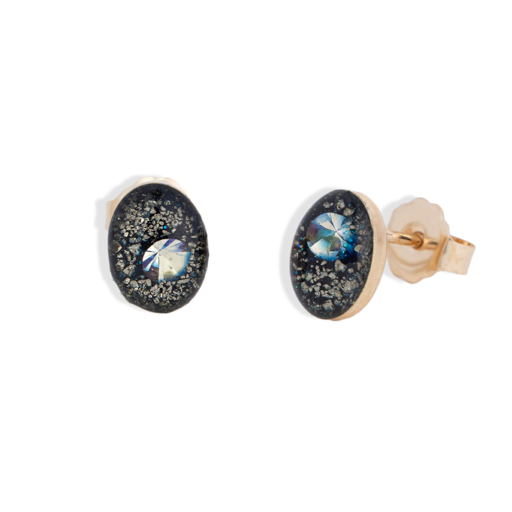 Oval Galaxy Stud Earrings