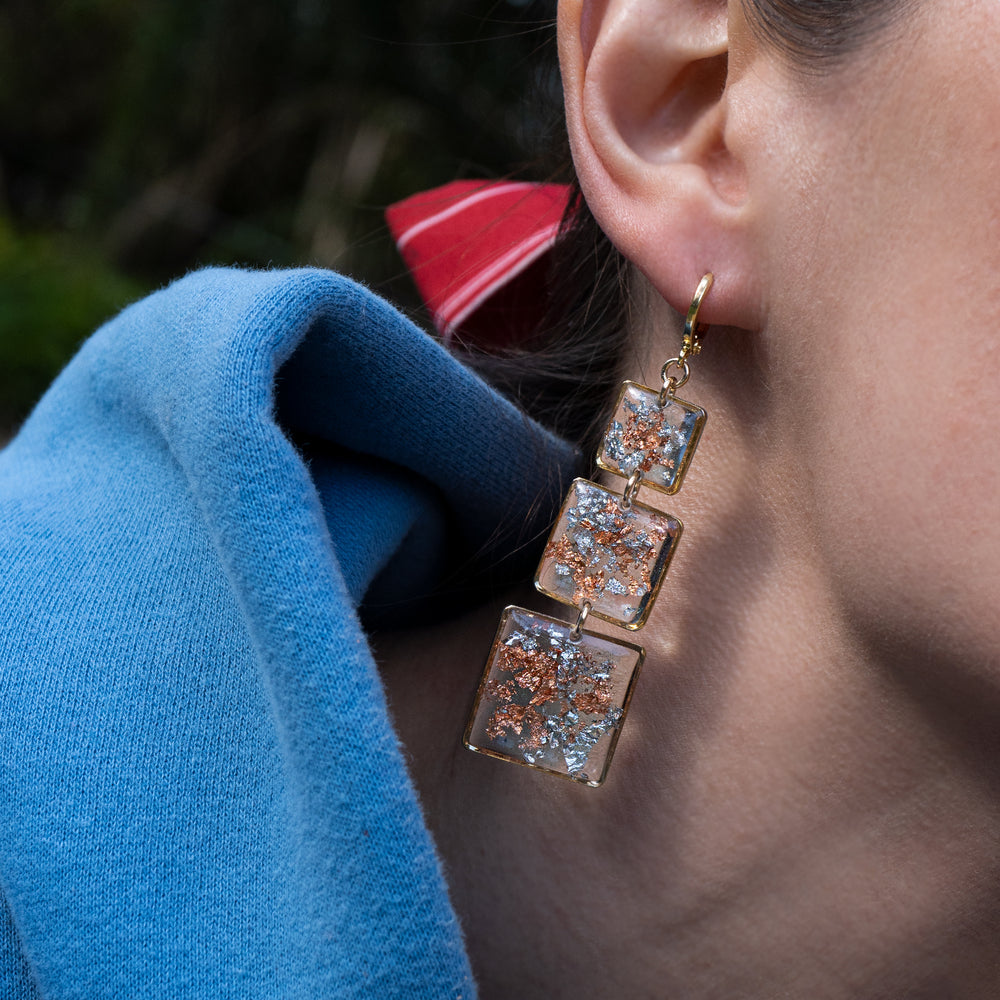 
                      
                        Triple Square Statement Earrings
                      
                    