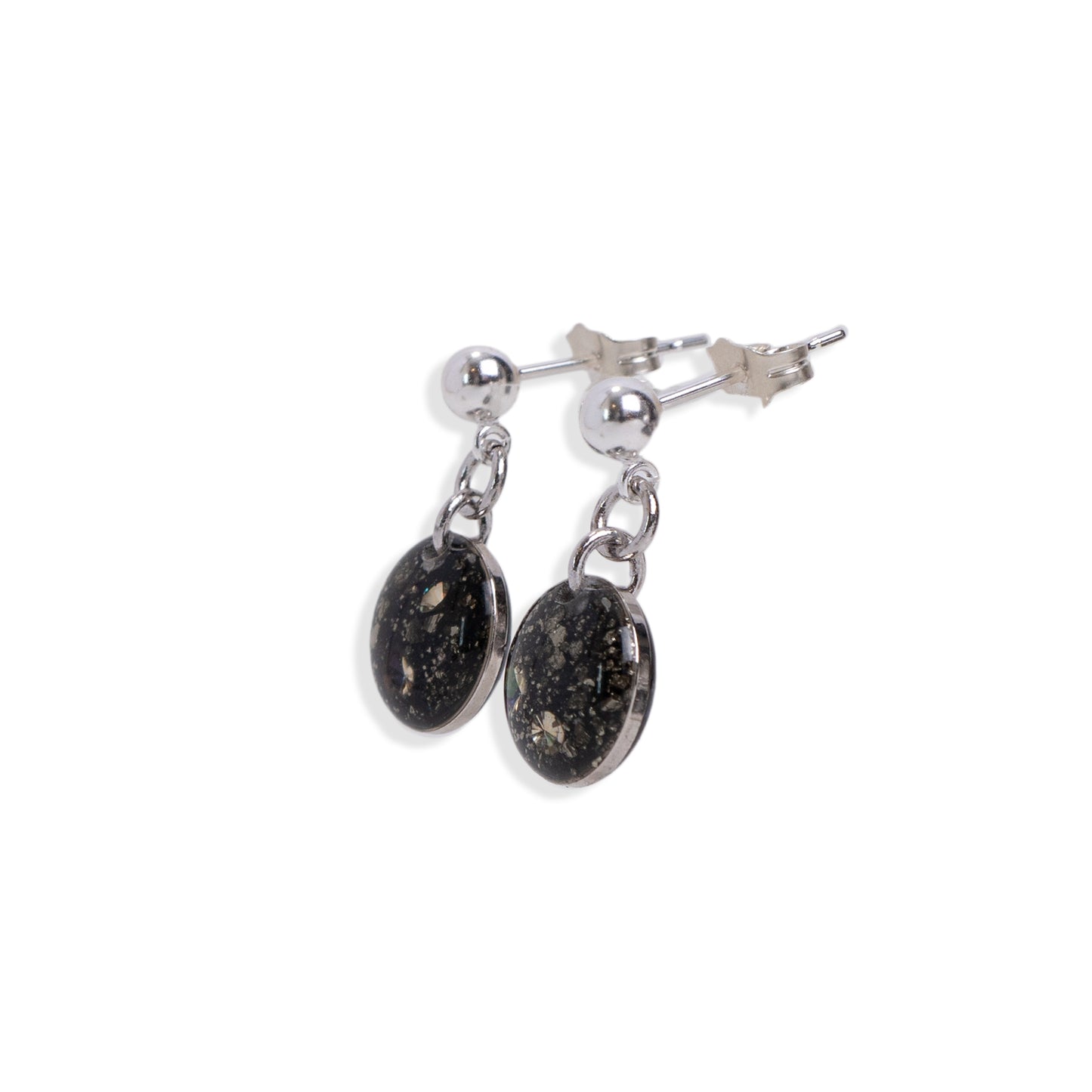 
                  
                    Small Dangling Round Galaxy Earrings in Silver
                  
                