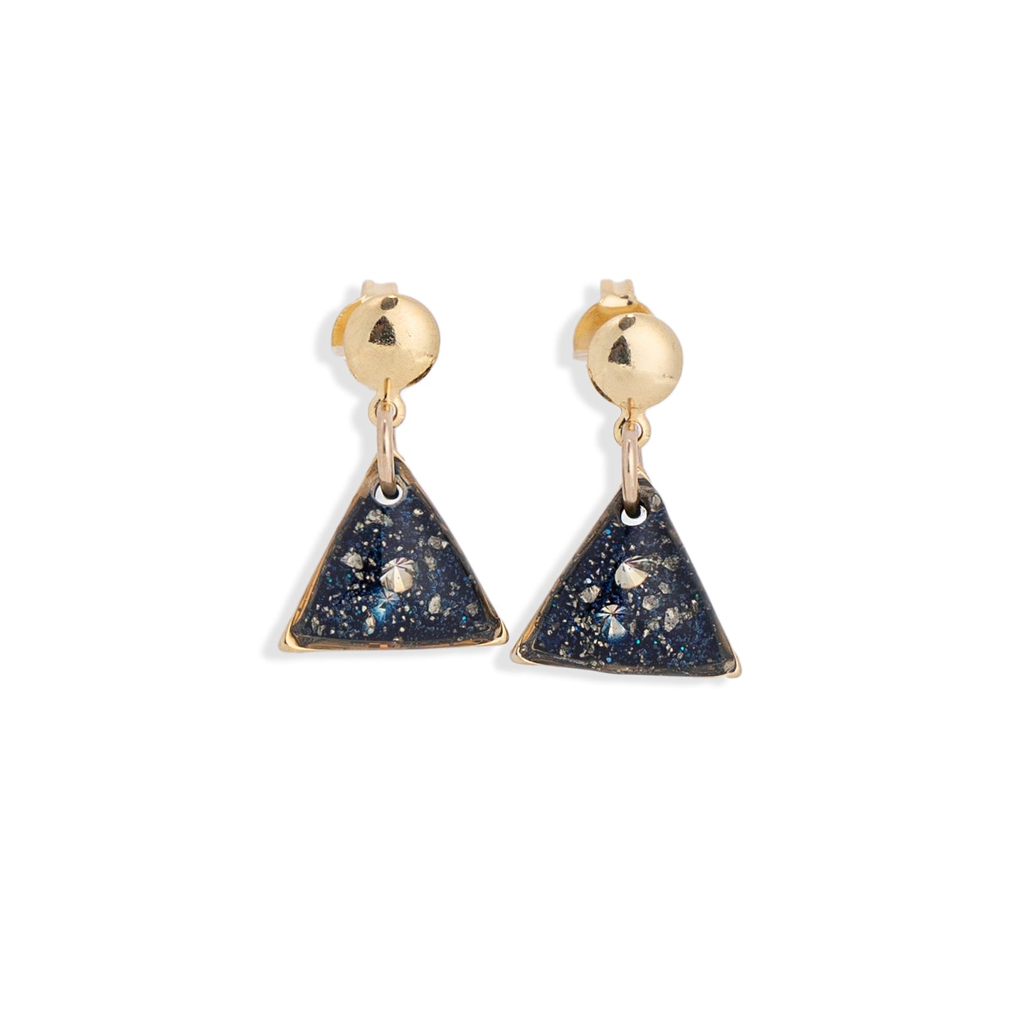 Small Dangling Triangle Galaxy Earrings