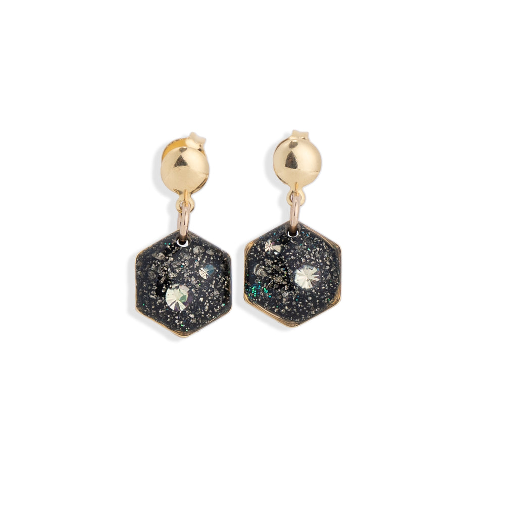 
                      
                        Small Dangling Hexagon Galaxy Earrings
                      
                    